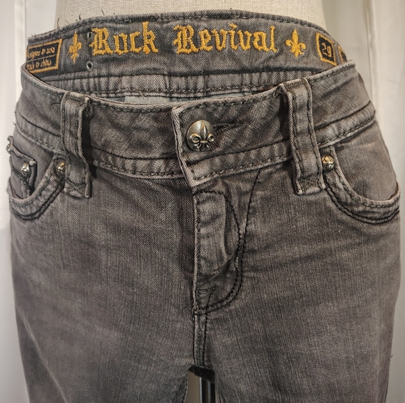Rock Revival Skinny Jean, Women Gray, Pockets, Black Sequin, Celline, 29 - Picture 8 of 15